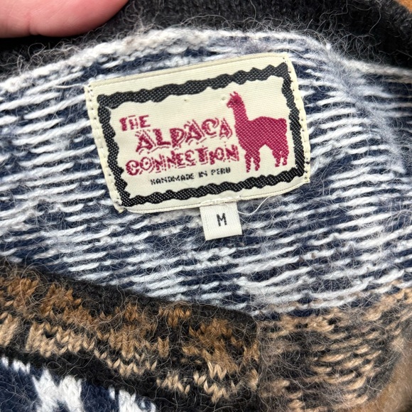 The Alpaca Connection Alpaca Wool Knit Cardigan Jacket Fair Isle Size Medium - Picture 5 of 10